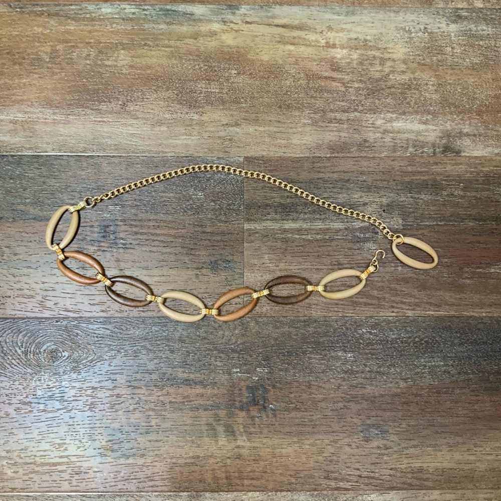 Artesian Wood & Gold Chain Adjustable Belt Size OSFM - Picture 6 of 8